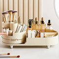 pleated texture desktop makeup organizer with rotating platform