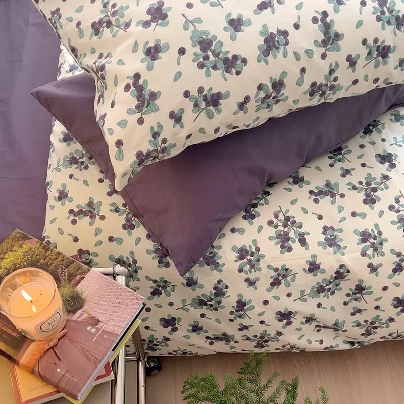 vintage plum tree print aesthetic bedding duvet cover set room decor roomtery