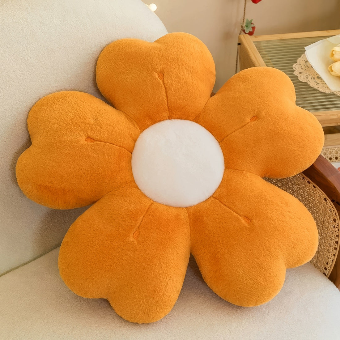 plush faux fur flower-shaped aesthetic throw pillow cushion 