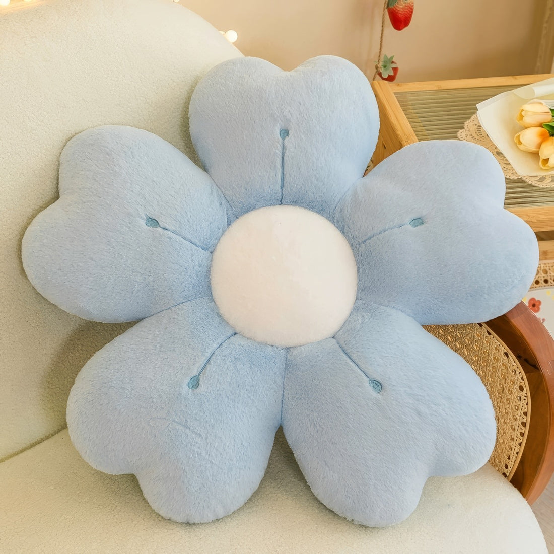 plush faux fur flower-shaped aesthetic throw pillow cushion 
