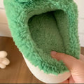 cute green plush frog house slippers