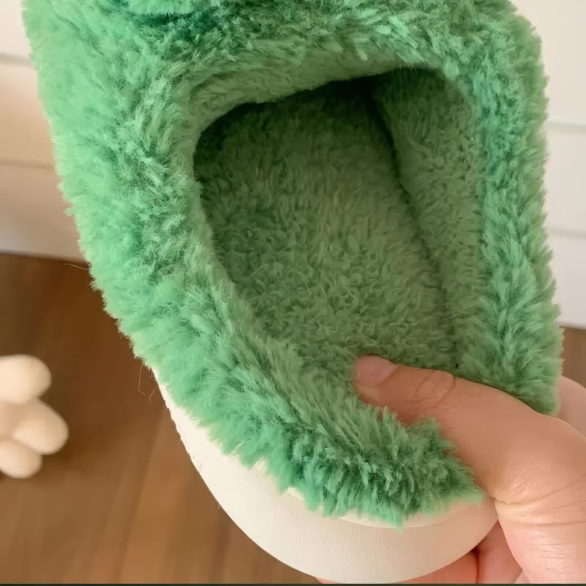 cute green plush frog house slippers