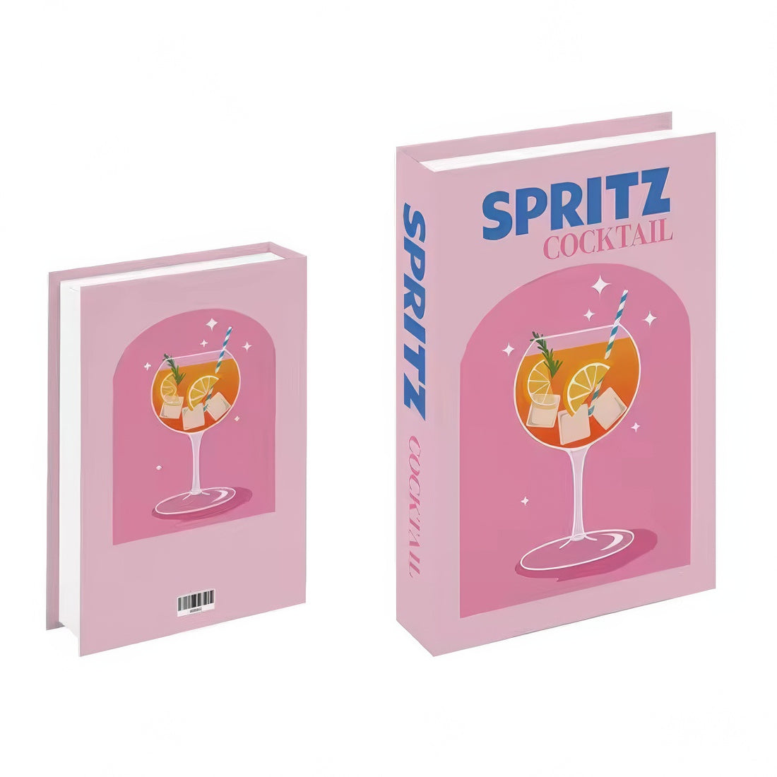 fake book storage box with preppy aesthetic cocktail prints 