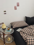 christmas checkered print aesthetic bedding duvet cover set 