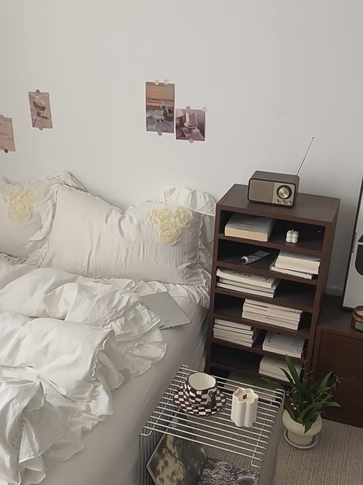 cottagecore soft girl room aesthetic bedding set with ivory rose 3d applications 