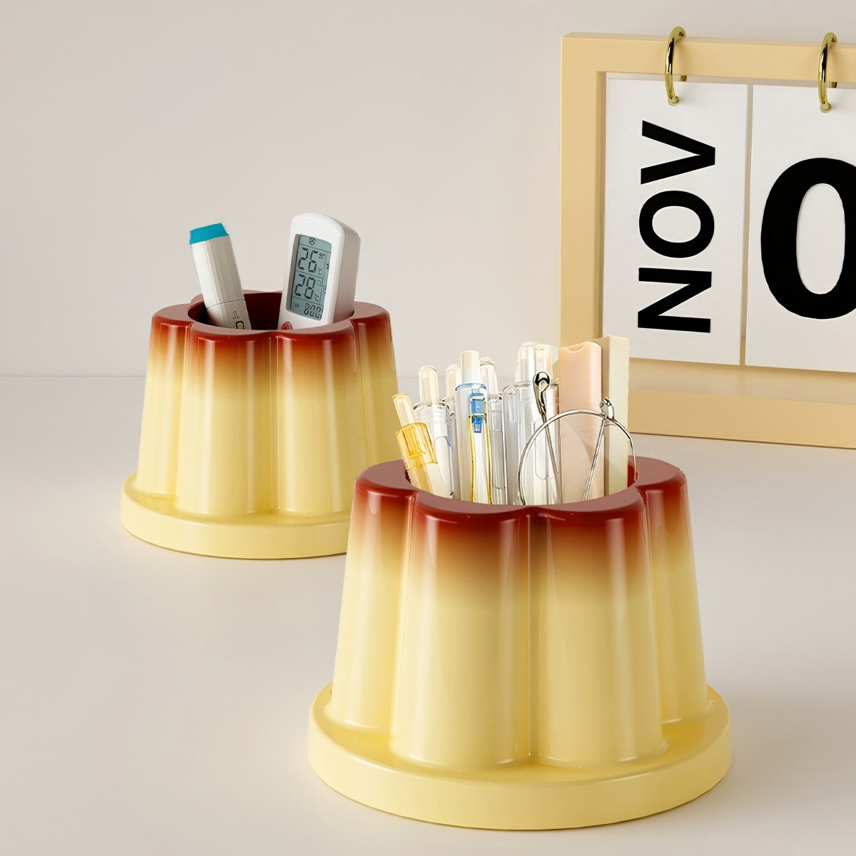 pudding shaped desktop organizer pen cup storage