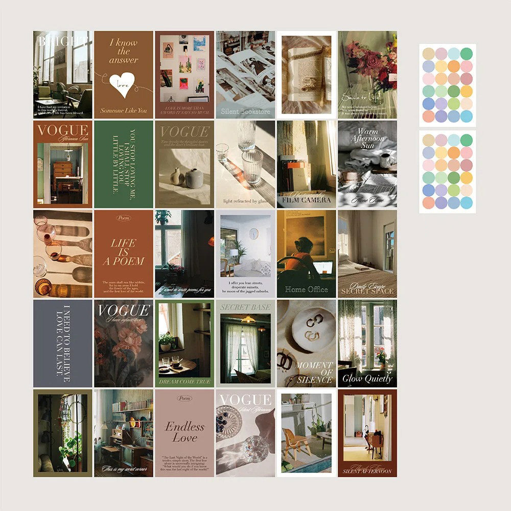 vintage aesthetic quiet life wall collage poster card prints roomtery aesthetic room decor