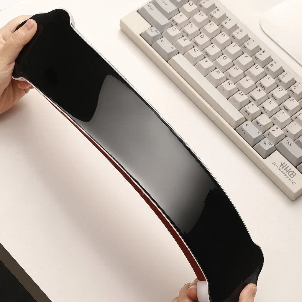 A rainbow-themed ergonomic wrist rest set, including a cloud-cushioned mouse pad and a matching keyboard wrist support, designed with a gradient rainbow pattern and soft white cloud accents