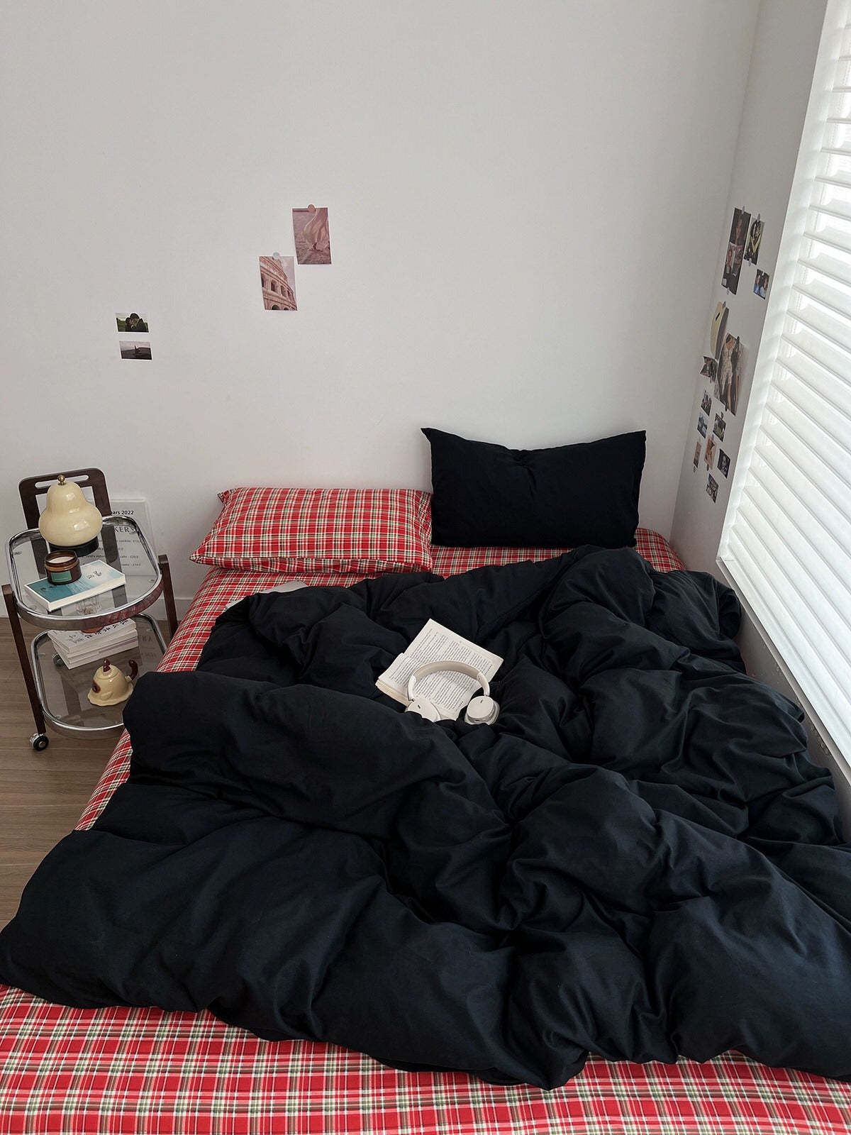 red christmas plaid print bedding duvet cover set roomtery