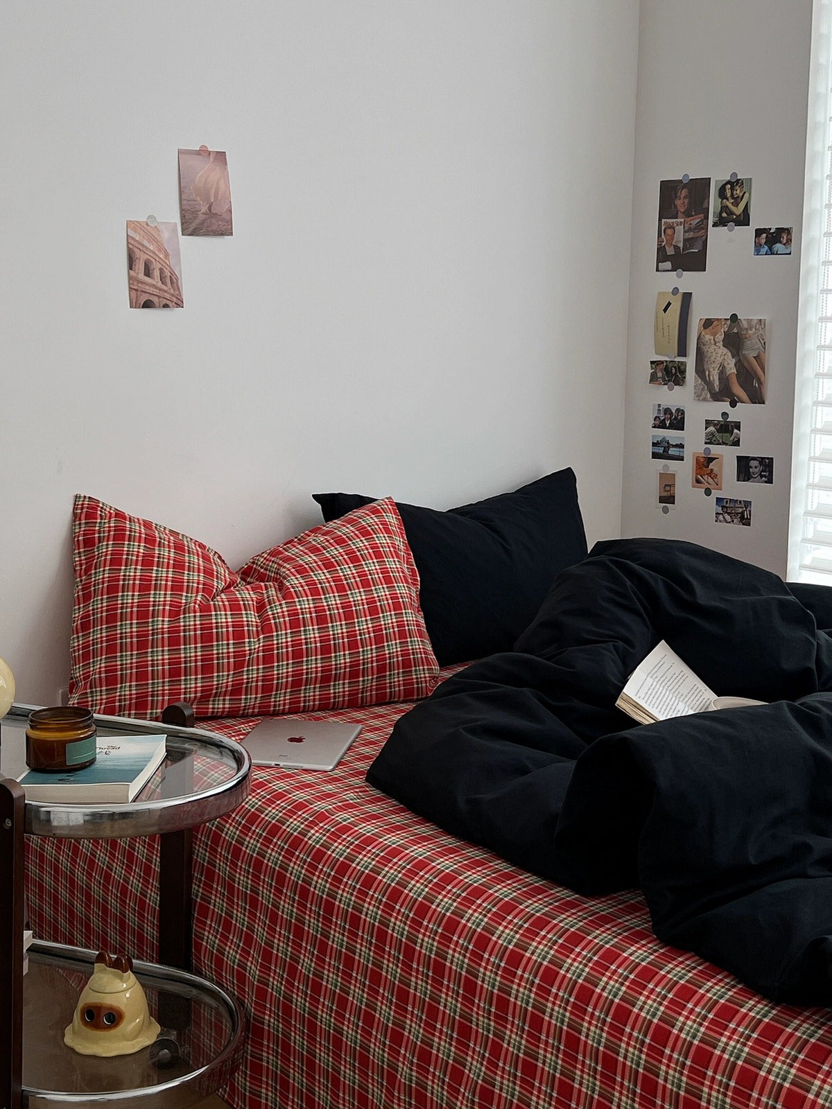 red christmas plaid print bedding duvet cover set roomtery