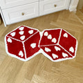 red dice with hearts cute aesthetic tufted accent rug