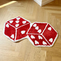 red dice with hearts cute aesthetic tufted accent rug