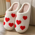 red hearts print aesthetic plush house slippers