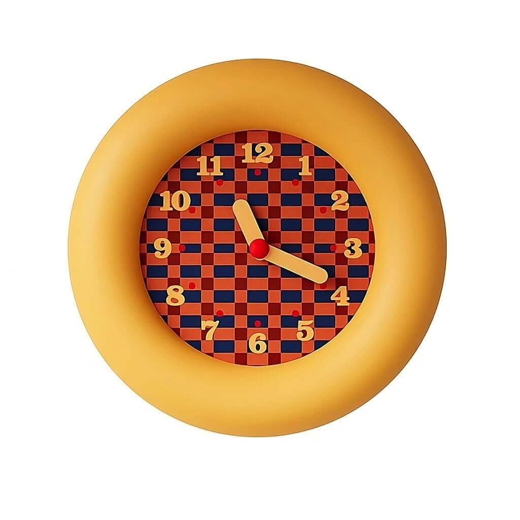 retro checkerboard minimalist round wall clock