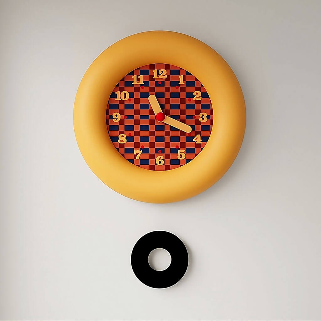 retro checkerboard minimalist round wall clock