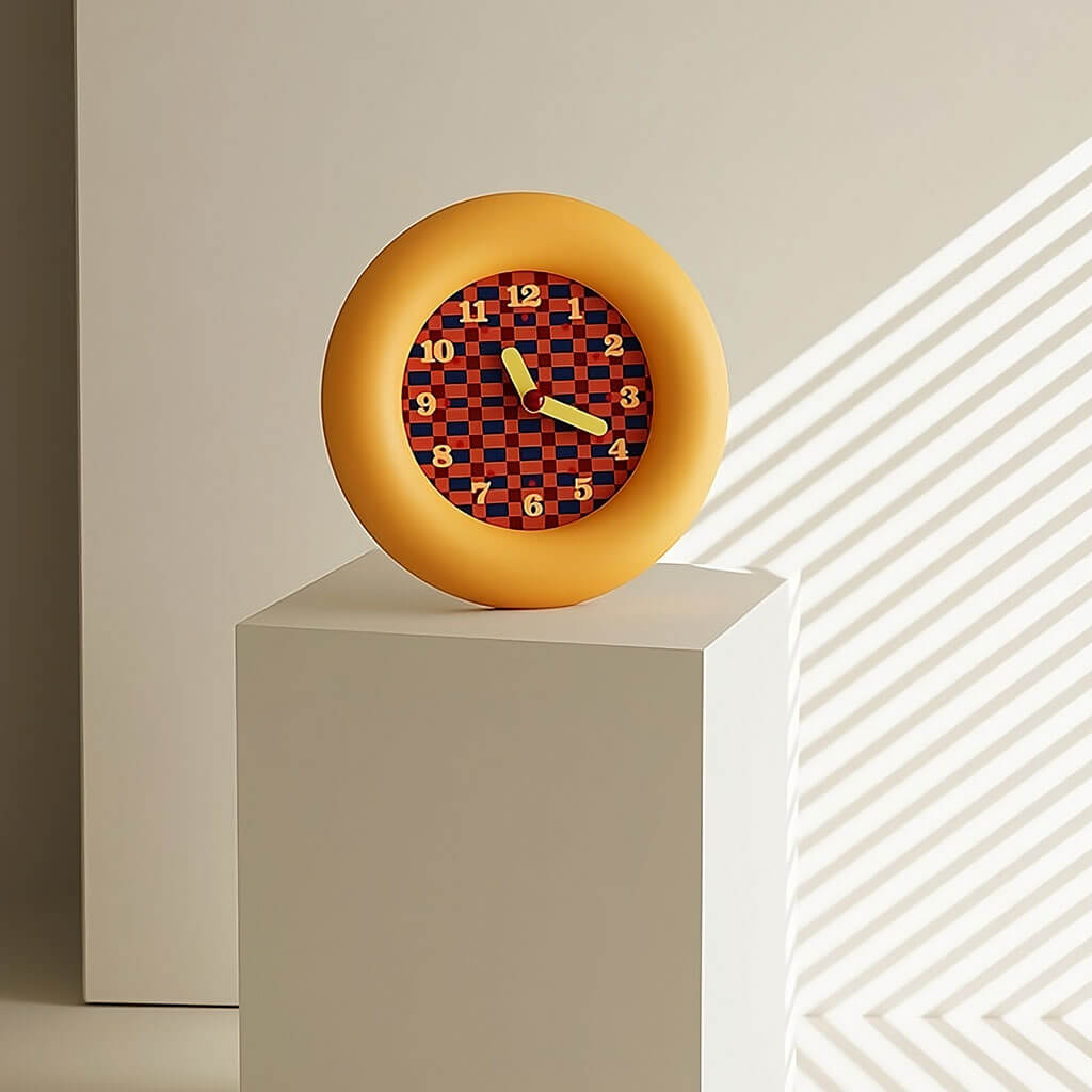 retro checkerboard minimalist round wall clock