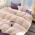 retro vibes striped pastel aesthetic bedding duvet cover set roomtery