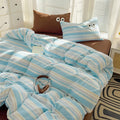 retro vibes striped pastel aesthetic bedding duvet cover set roomtery