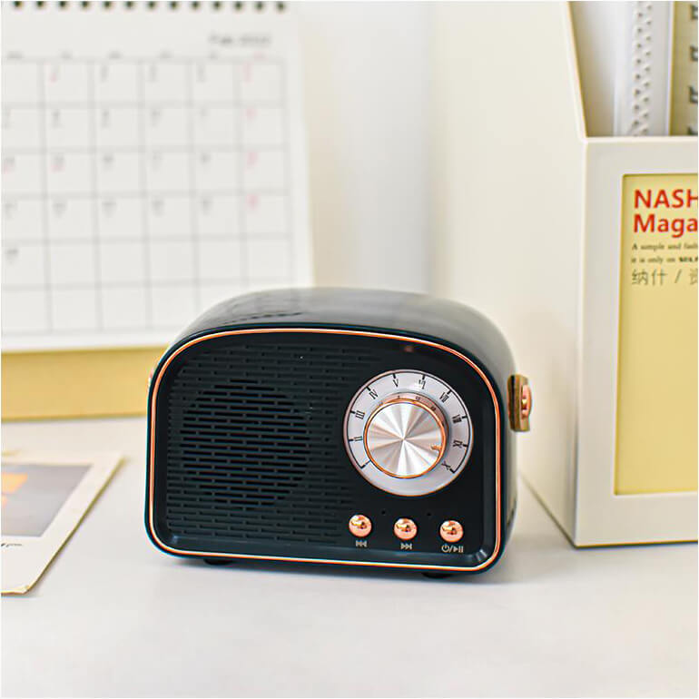 retro radio round shape vintage bluetooth speaker roomtery