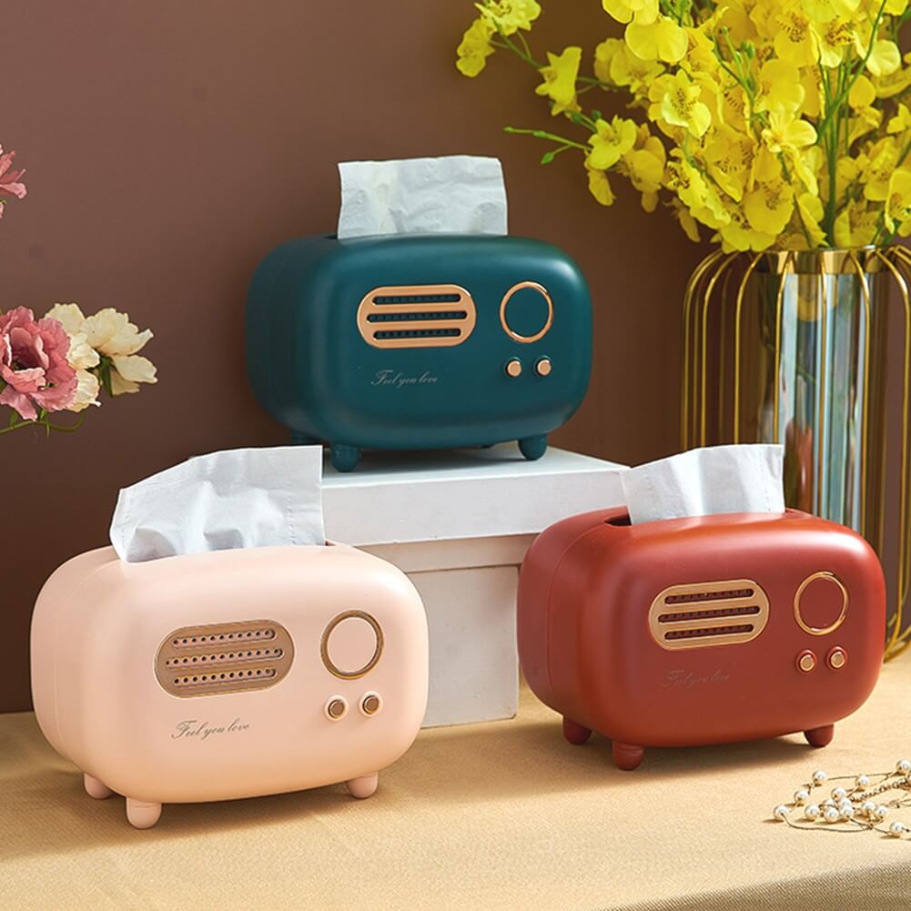 vintage radio shaped tissue paper box holder