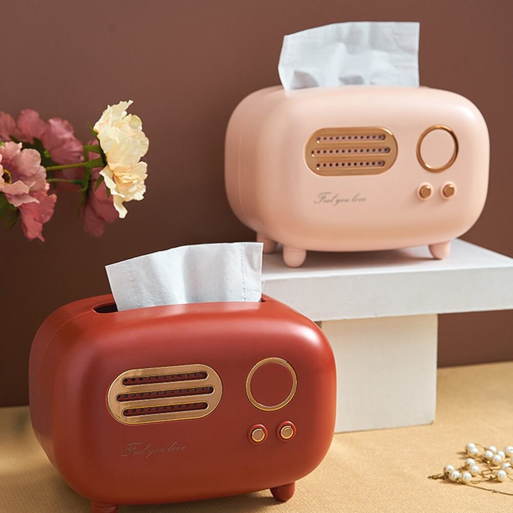 vintage radio shaped tissue paper box holder