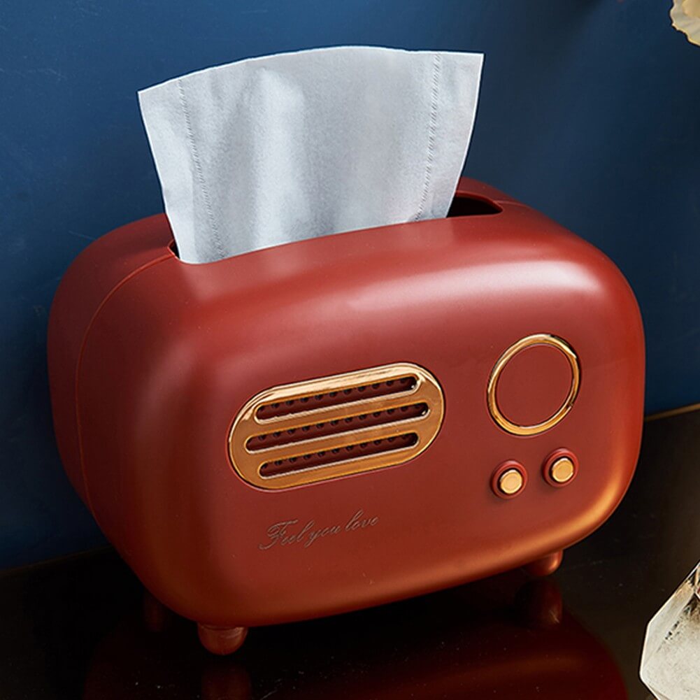 vintage radio shaped tissue paper box holder