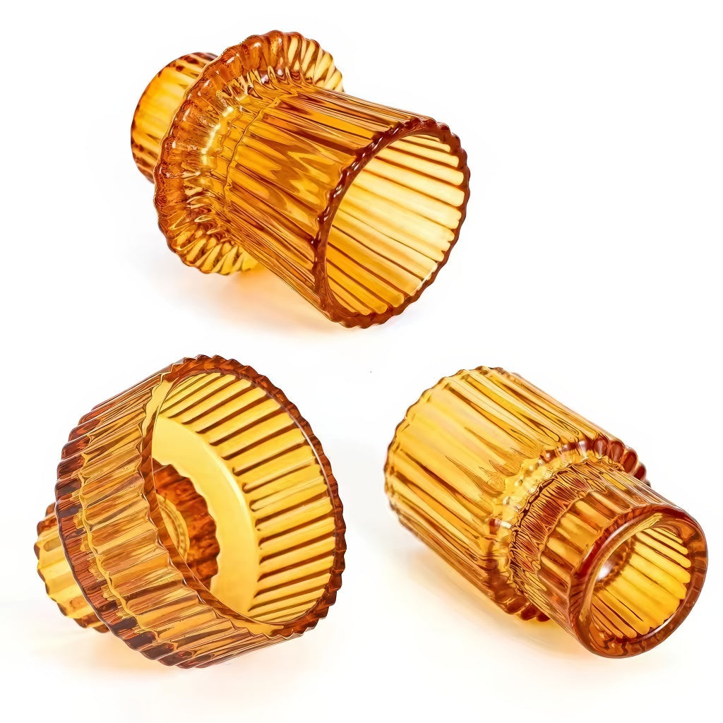 ribbed textured glass mini table desktop candle holders set of 3