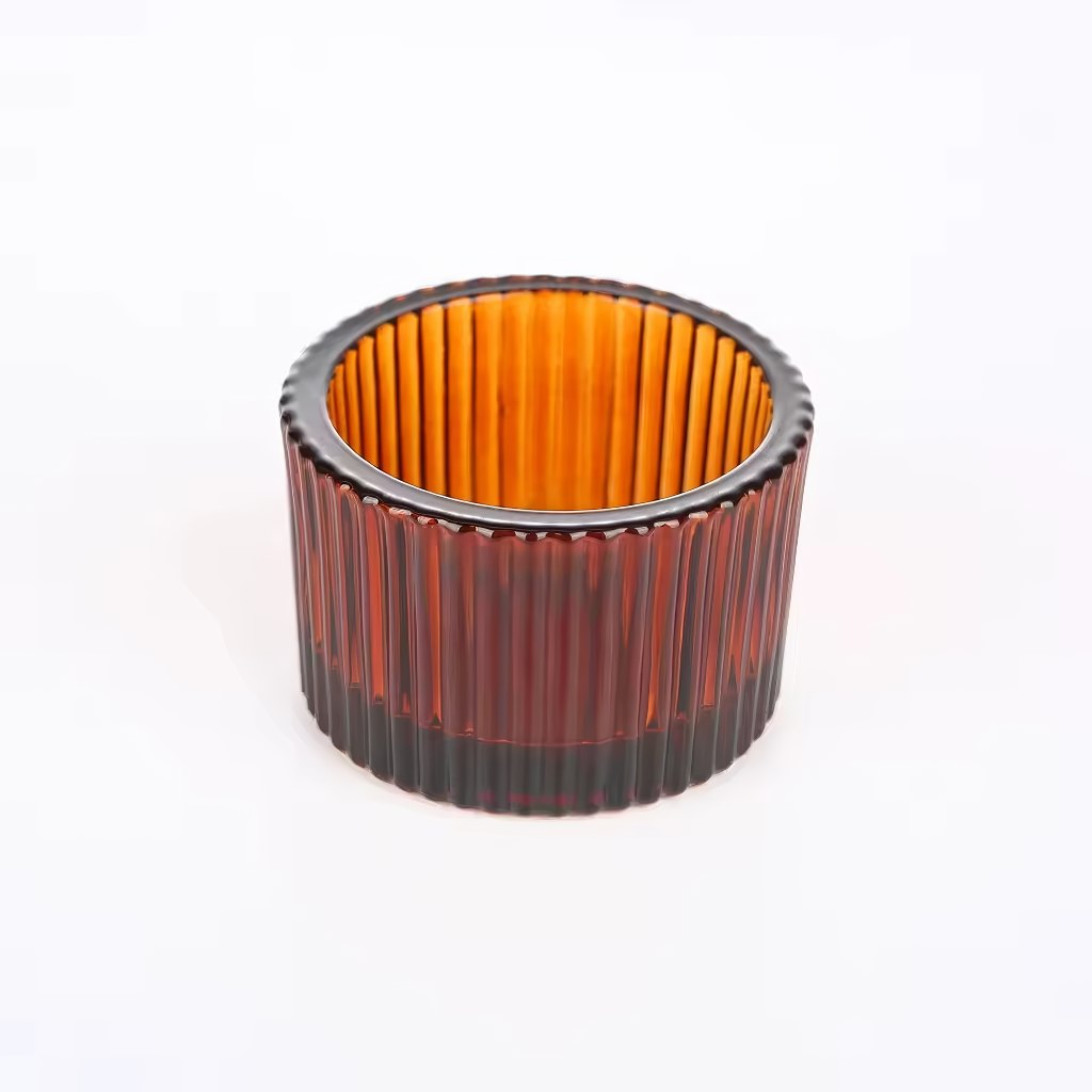 ribbed glass tealight candle holder set