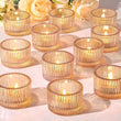 Ribbed Glass Tealight Candle Holder Set