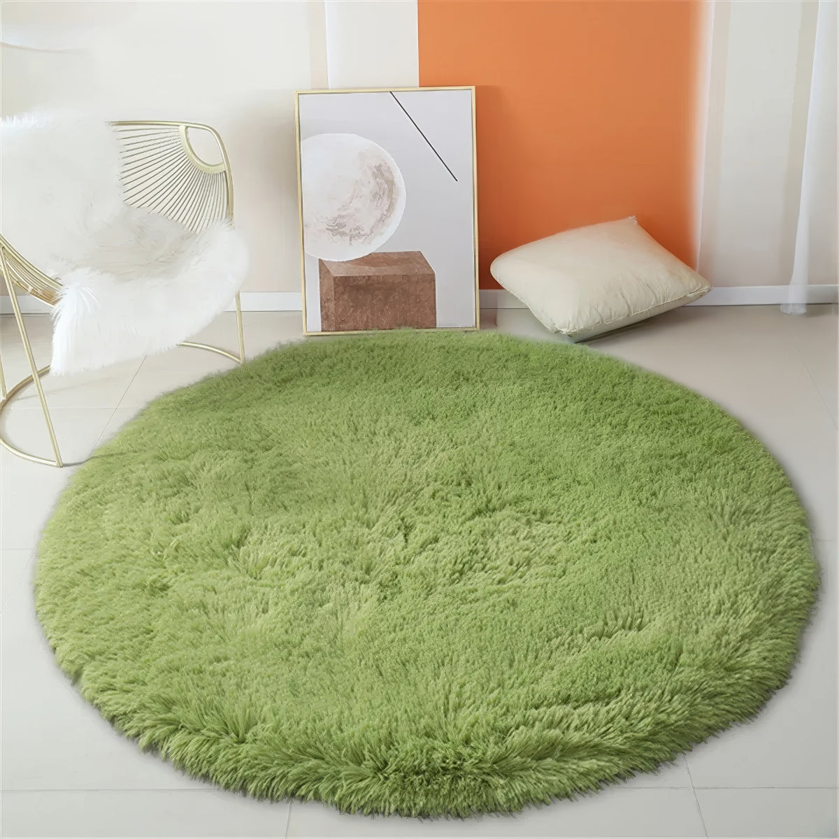 riund fluffy green rug