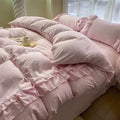 ruffled washed cotton linen texture aesthetic bedding duvet cover set 