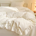 cute ruffled seersucker fabric aesthetic bedding duvet cover set 