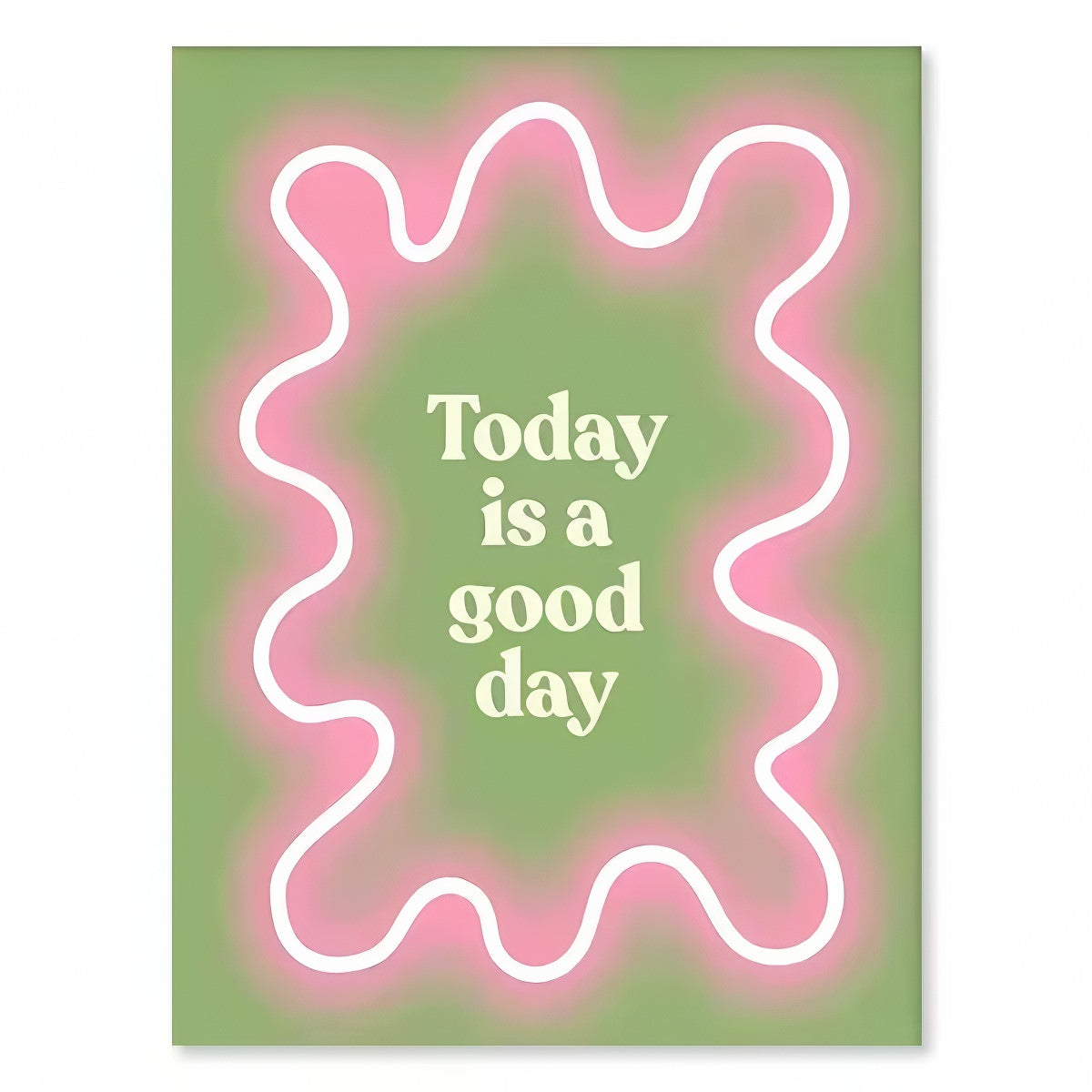 sage green aesthetic wavy pop print gallery wall art canval posters 