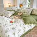 sage green aesthetic bedding duvet cover set floral print roomtery bedroom decor