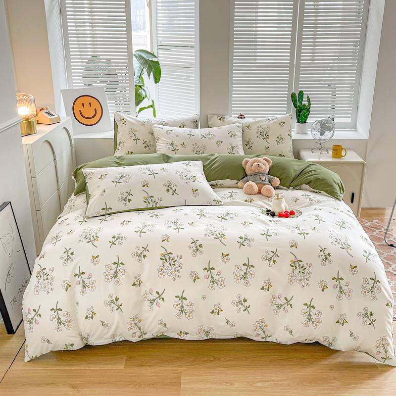 sage green aesthetic bedding duvet cover set floral print roomtery bedroom decor