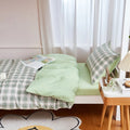 sage green aesthetic pastel plaid greed dorm room bedding set roomtery