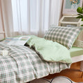 sage green aesthetic pastel plaid greed dorm room bedding set roomtery