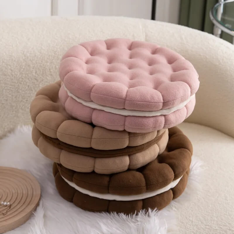 plush stuffed sandwich cookie biscuit throw decorative pillow roomtery 