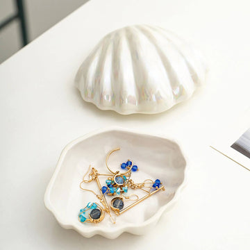 Clam Shell Ceramic Jewelry Storage
