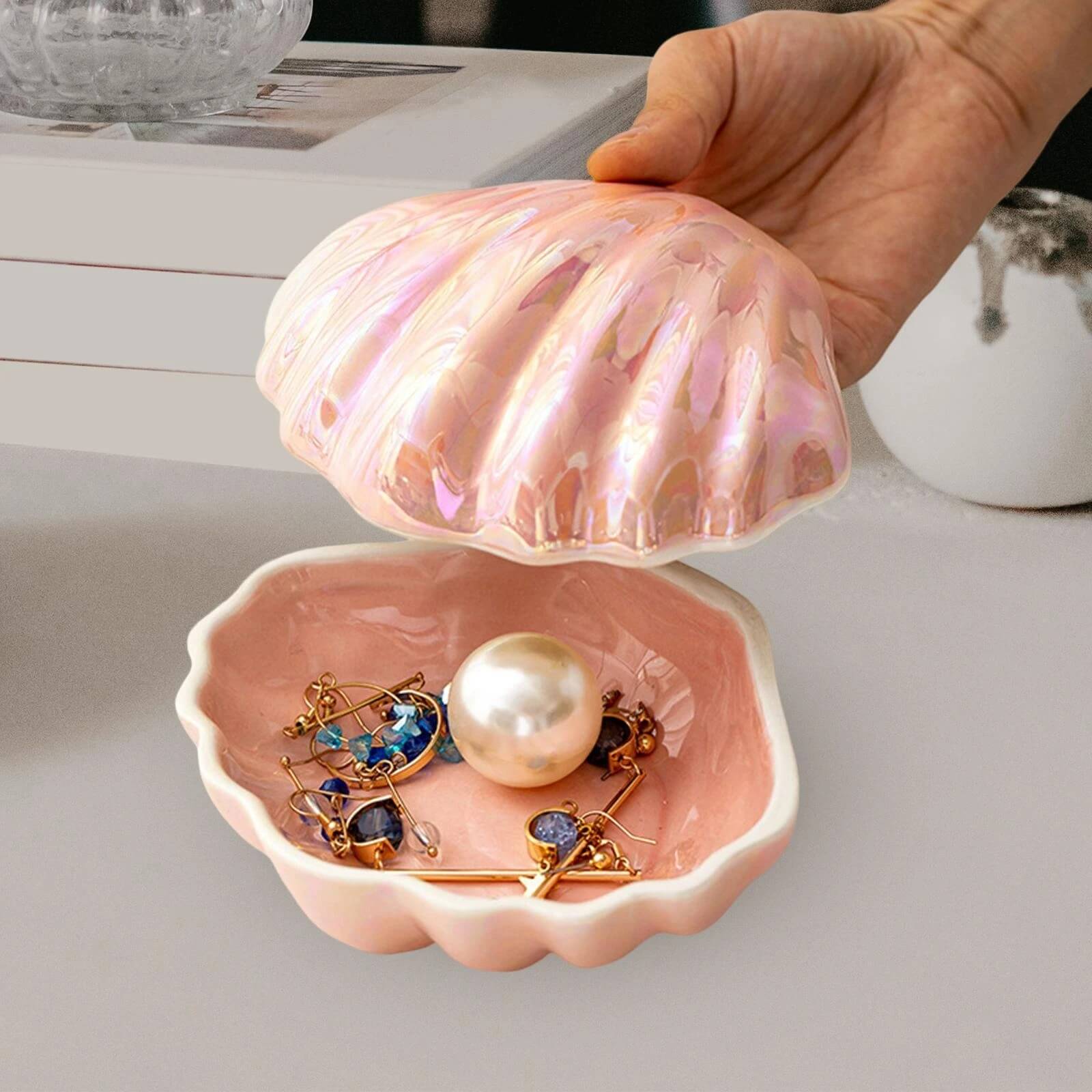 Clam Shell Ceramic Jewelry Storage - Shop Online on roomtery