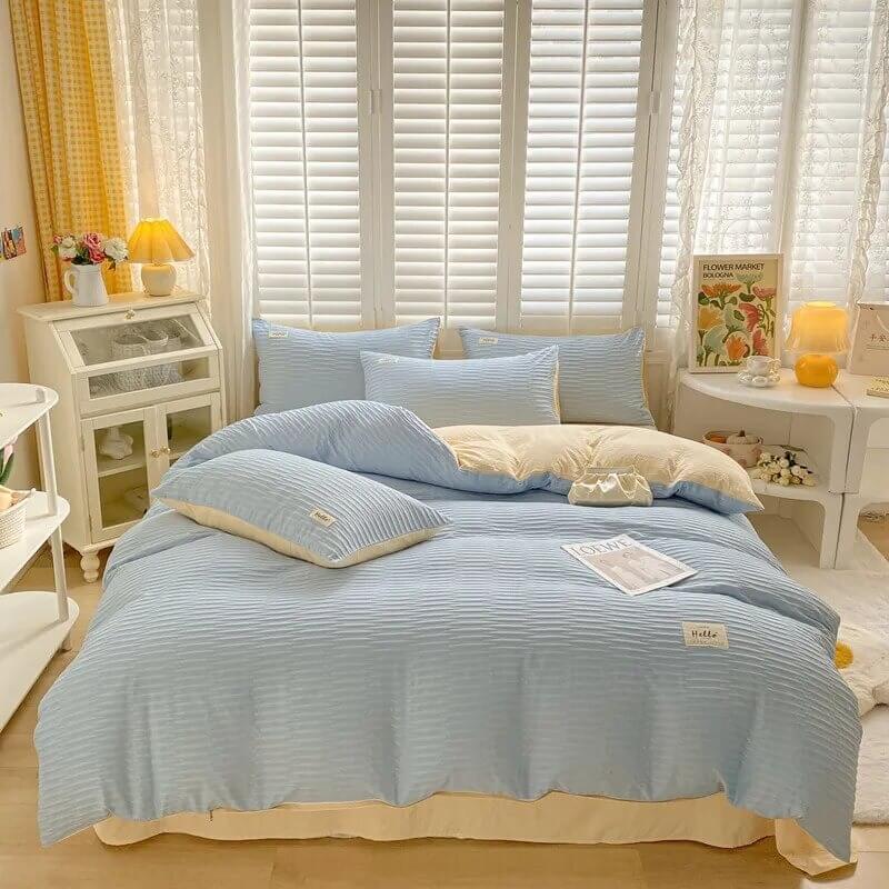 ruffle aesthetic bedding duvet cover set vanilla girl room decor roomtery