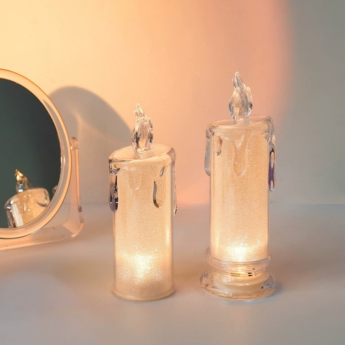 coquette aesthetic shiny candle led night light 