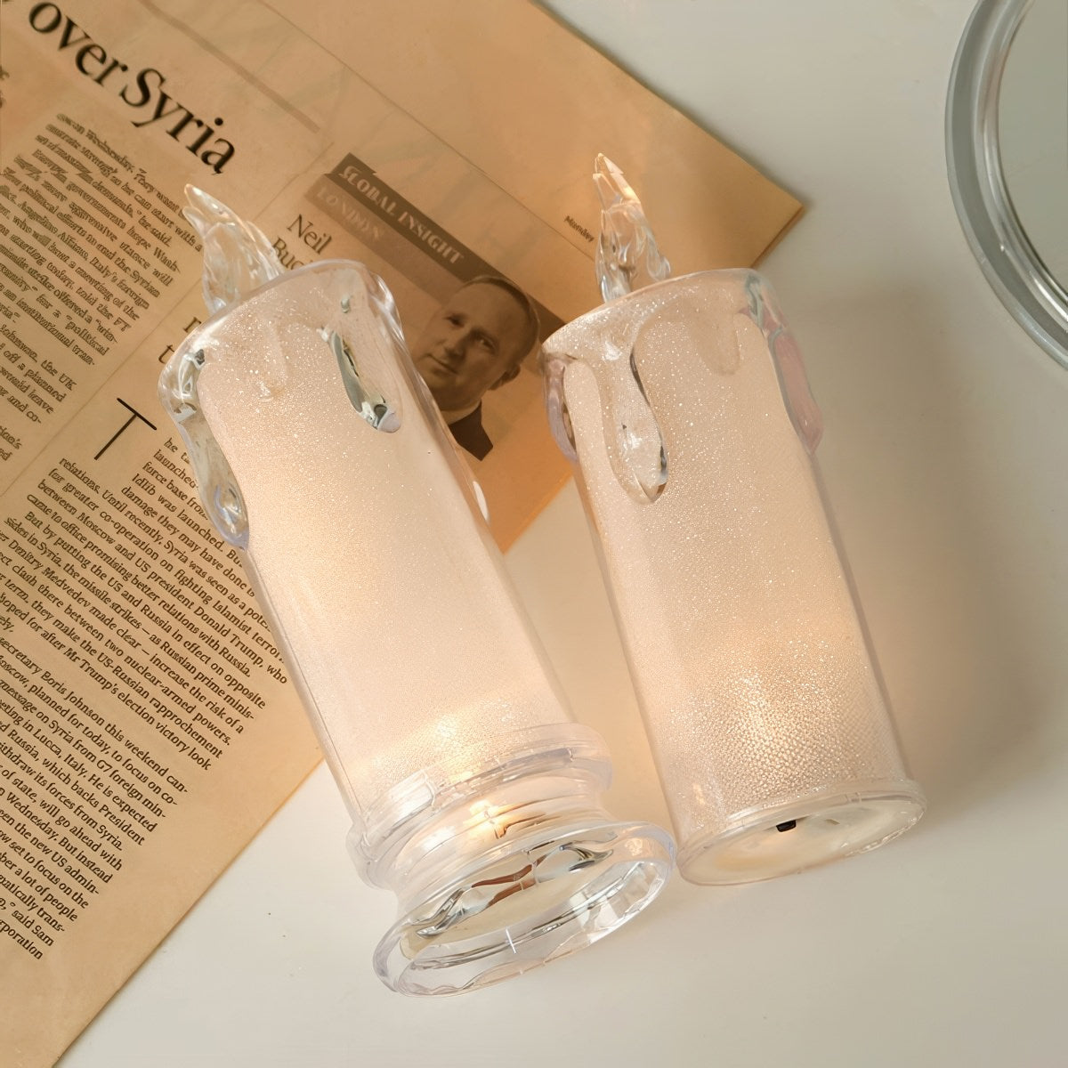 coquette aesthetic shiny candle led night light 