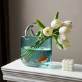 shopping bag shaped handcrafted glass flower vase roomtery aesthetic room decor