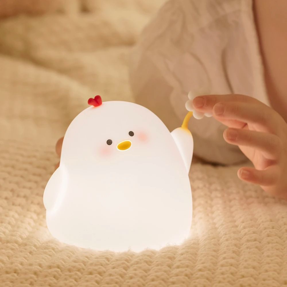 cute shy chicken shaped kawaii aesthetic night light roomtery