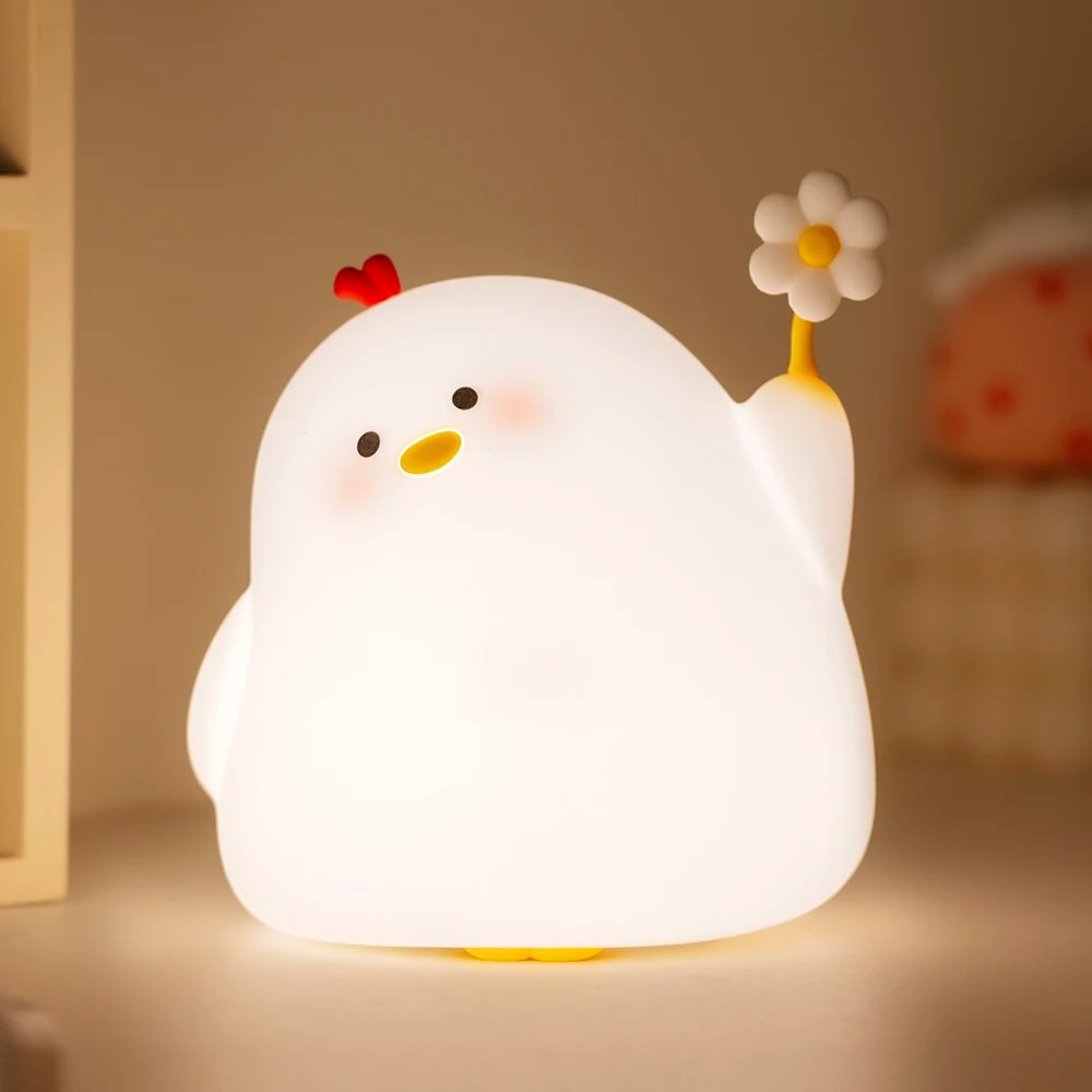 cute shy chicken shaped kawaii aesthetic night light roomtery