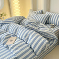 minimalist equal striped blue aesthetic bedding set 