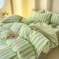 minimalist equal striped green aesthetic bedding set 