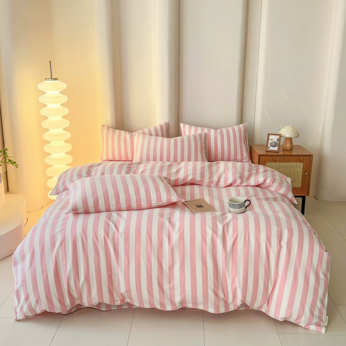 minimalist equal striped aesthetic bedding set 