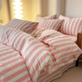 minimalist equal striped pink aesthetic bedding set 